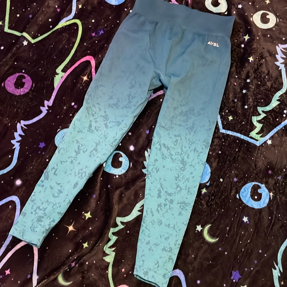 AYBL SIZE LARGE LIKE NEW TEAL GYM WORKOUT LEGGINGS WOMEN